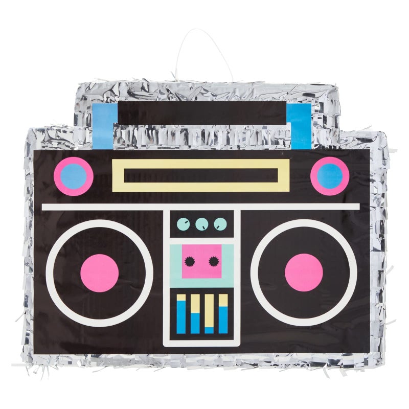 BLUE PANDA Boombox Pinata - 16.5 x 12.8 x 3 In, Silver & Neon - Pinata for Birthdays, 80, 90s Theme Party Decoration & Dance Supplies - Image 5